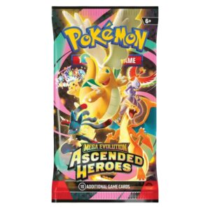 Pokémon TCG Mega Evolution Ascended Heroes booster pack containing 10 additional game cards suitable for ages 6 and up